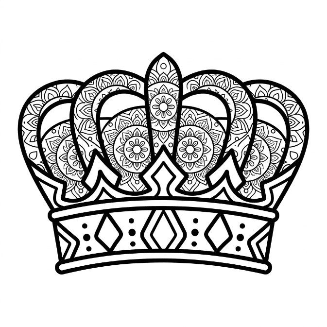 Coloriage Mandala: Couronne à sommet décoratif Mandalas