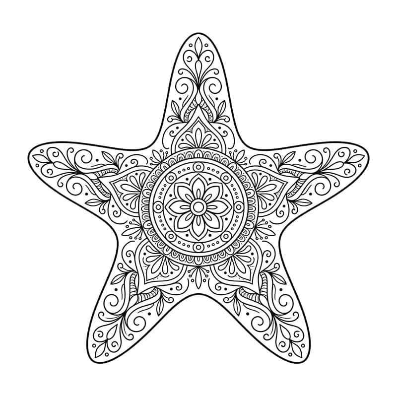 Coloriage Mandala: Étoile de mer élégante Mandalas
