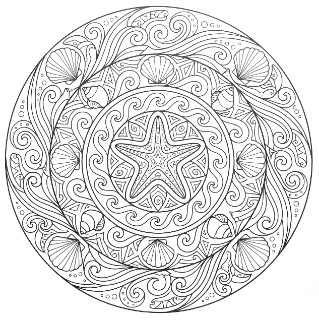 Coloriage Mandala: Étoile de mer incroyable Mandalas