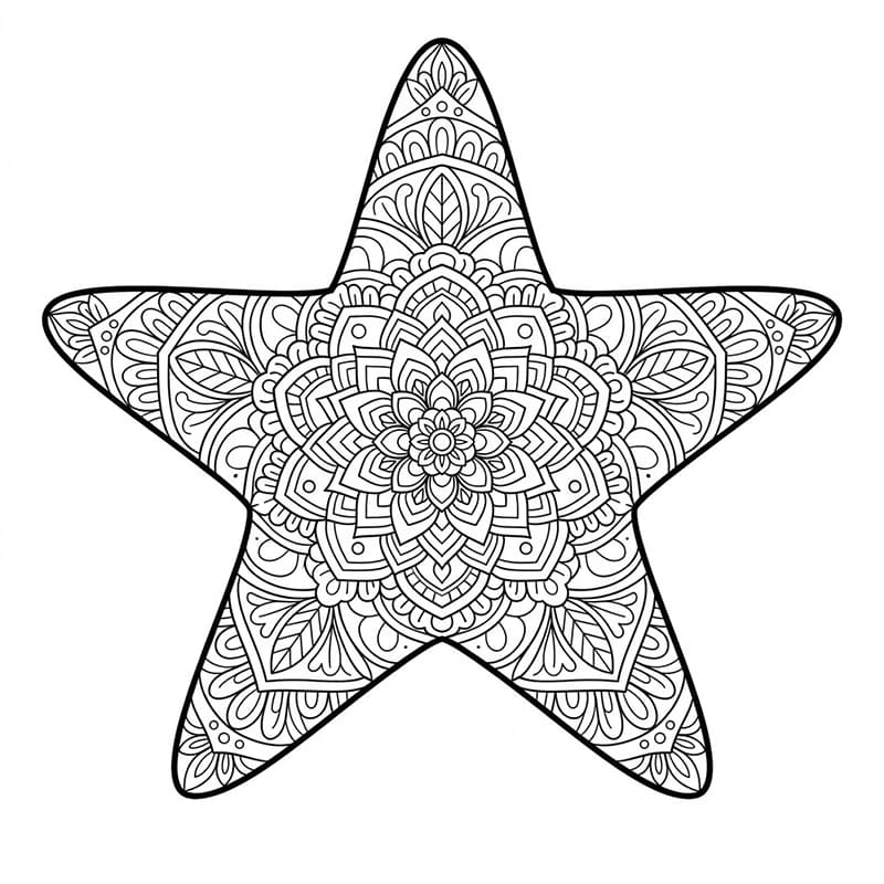 Coloriage Mandala: Étoile de mer splendide Mandalas