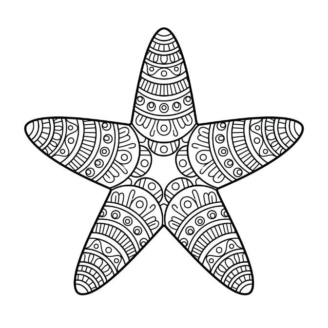 Coloriage Mandala: Étoiles de mer aux motifs simples Mandalas