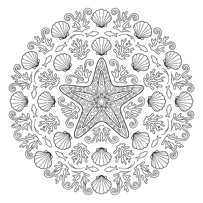 Coloriage Mandala Étoile de mer Mandalas