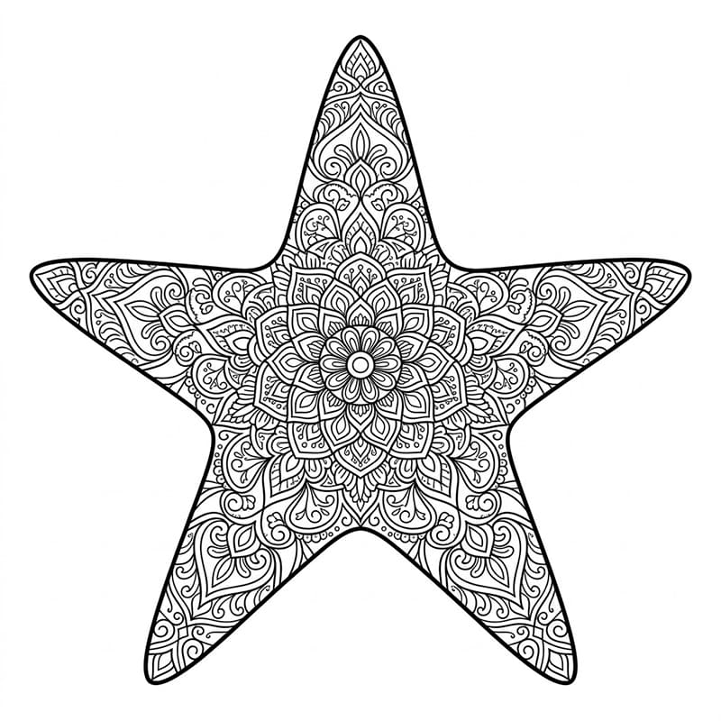 Coloriage Mandala: Étoiles de mer pour adultes Mandalas