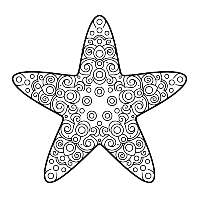 Coloriage Mandala: Étoiles de mer pour enfants Mandalas