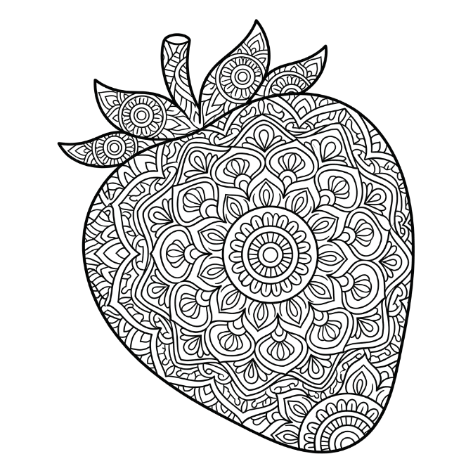 Coloriage Mandala: Fraise dur Mandalas