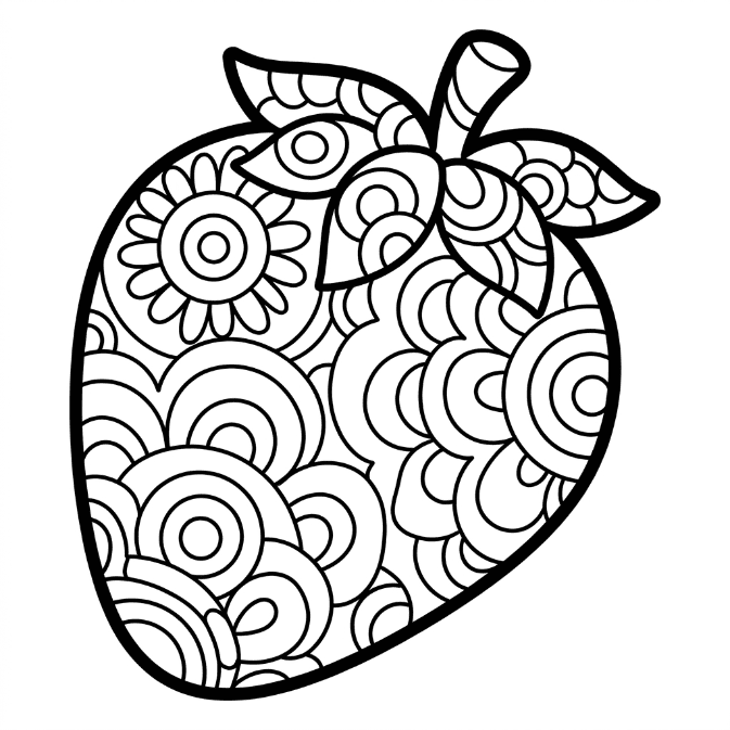Coloriage Mandala: Fraise facile Mandalas
