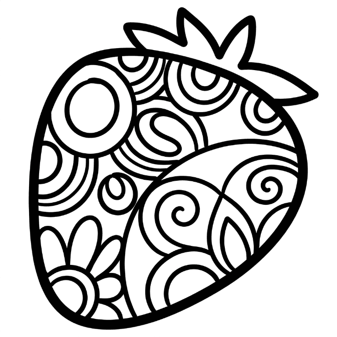 Coloriage Mandala: Fraise pour enfants Mandalas