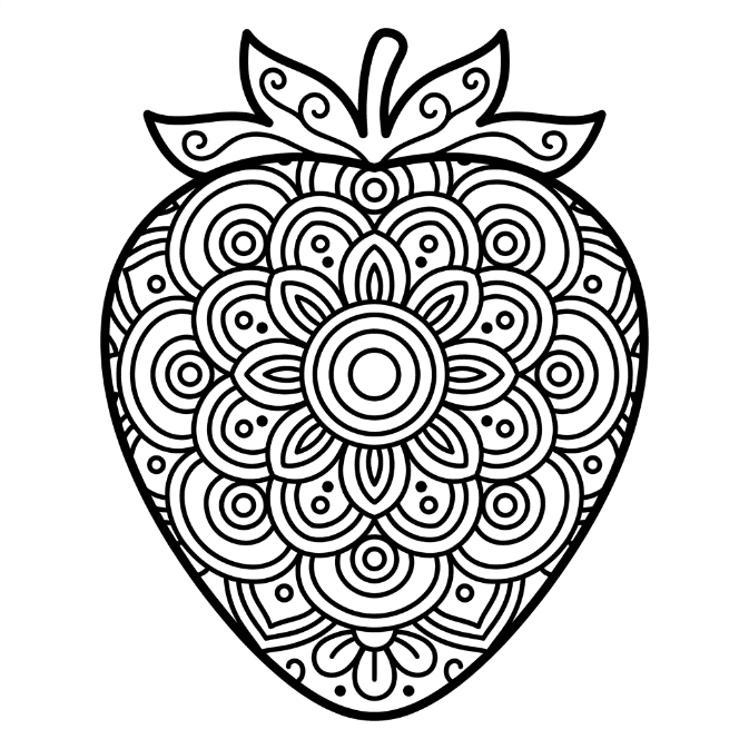 Coloriage Mandala: Fraise simple Mandalas