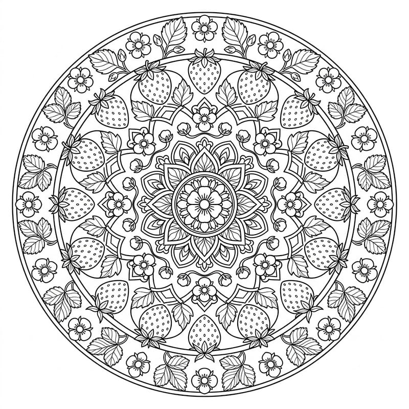 Coloriage Mandala Fraises Mandalas