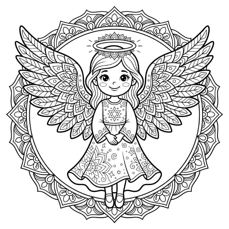 Coloriage Mandala: Jolie Ange Mandalas