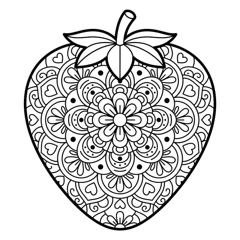 Coloriage Mandala: Jolie fraise Mandalas