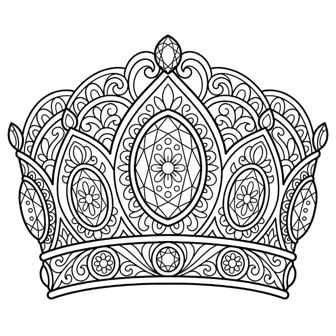 Coloriage Mandala: Magnifique Couronne Mandalas