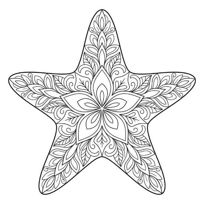 Coloriage Mandala: Magnifique étoile de mer Mandalas