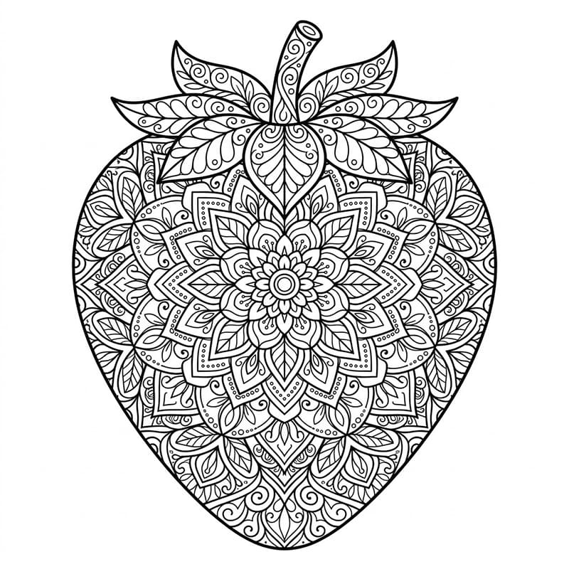 Coloriage Mandala: Merveilleuse fraise Mandalas