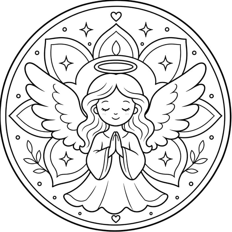 Coloriage Mandala: Mignon ange Mandalas