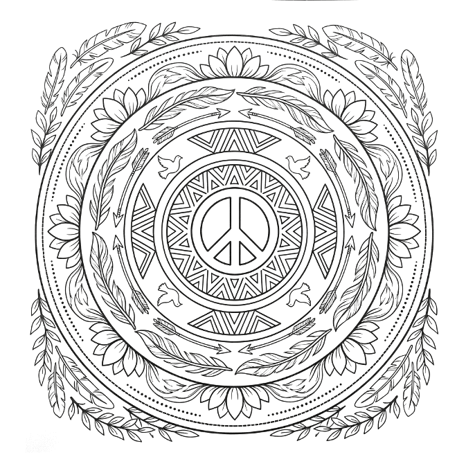 Coloriage Mandala: Paix bohème Mandalas