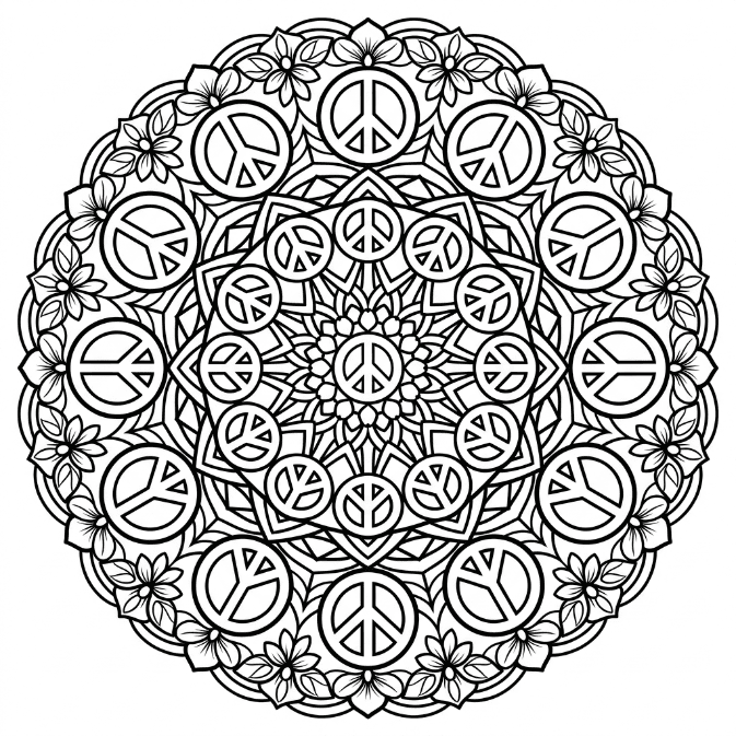 Coloriage Mandala: Paix complexe Mandalas