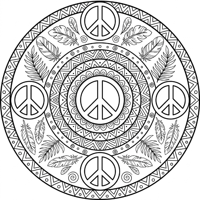 Coloriage Mandala: Paix et les motifs tribaux Mandalas
