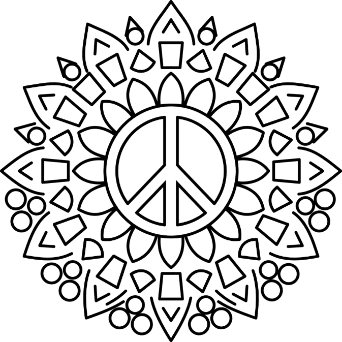 Coloriage Mandala: Paix facile Mandalas