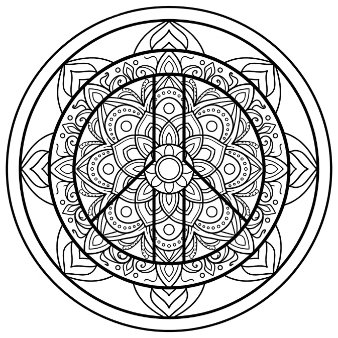 Coloriage Mandala: Paix imprimable Mandalas