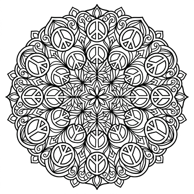 Coloriage Mandala: Paix parfaite Mandalas