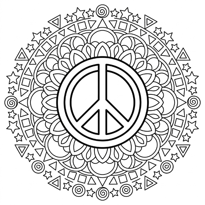 Coloriage Mandala: Paix simple Mandalas