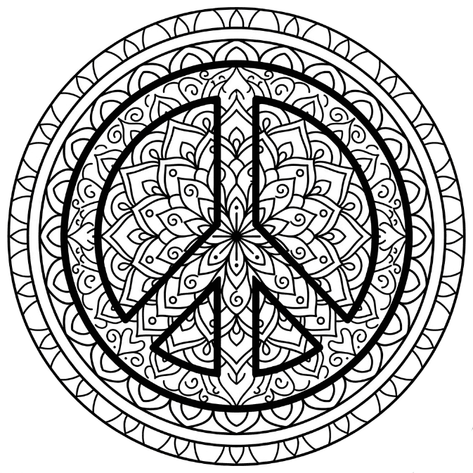 Coloriage Mandala: Paix téléchargeable Mandalas
