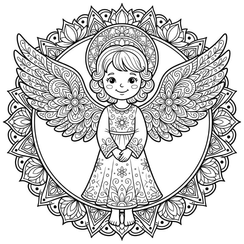 Coloriage Mandala: Petit ange Mandalas