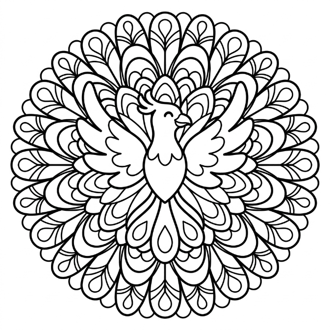 Coloriage Mandala: Phénix amical Mandalas