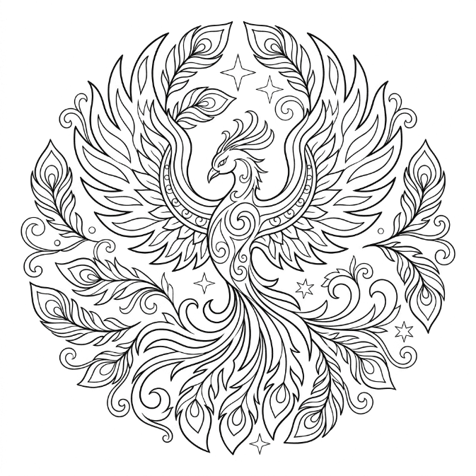 Coloriage Mandala Phénix Mandalas
