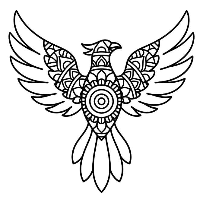Coloriage Mandala: Phénix facile Mandalas