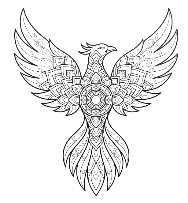 Coloriage Mandala: Phénix parfait Mandalas