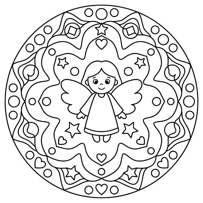 Coloriage Mandala: Simple ange Mandalas
