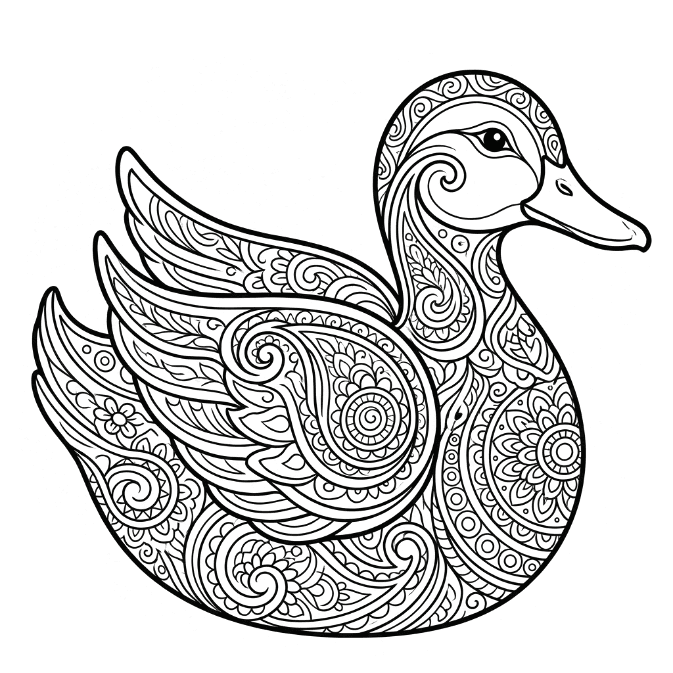 Coloriage Mandala: Splendide canard Mandalas