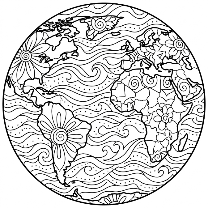 Coloriage Mandala: Splendide Terre Mandalas