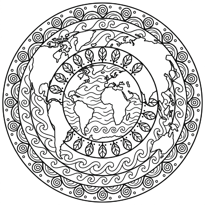 Coloriage Mandala: Terre abstraite Mandalas