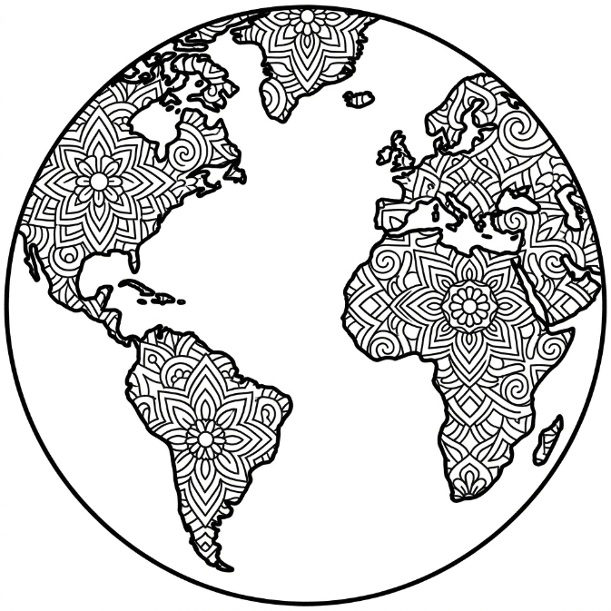 Coloriage Mandala: Terre classique Mandalas