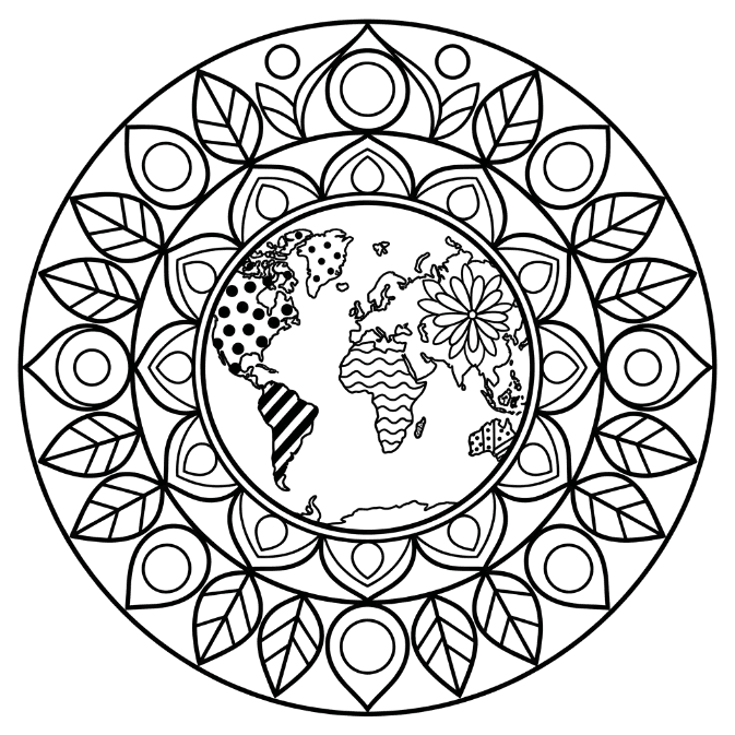 Coloriage Mandala: Terre facile Mandalas