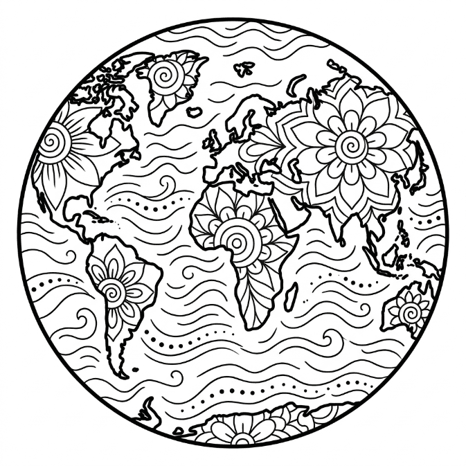 Coloriage Mandala: Terre imprimable Mandalas