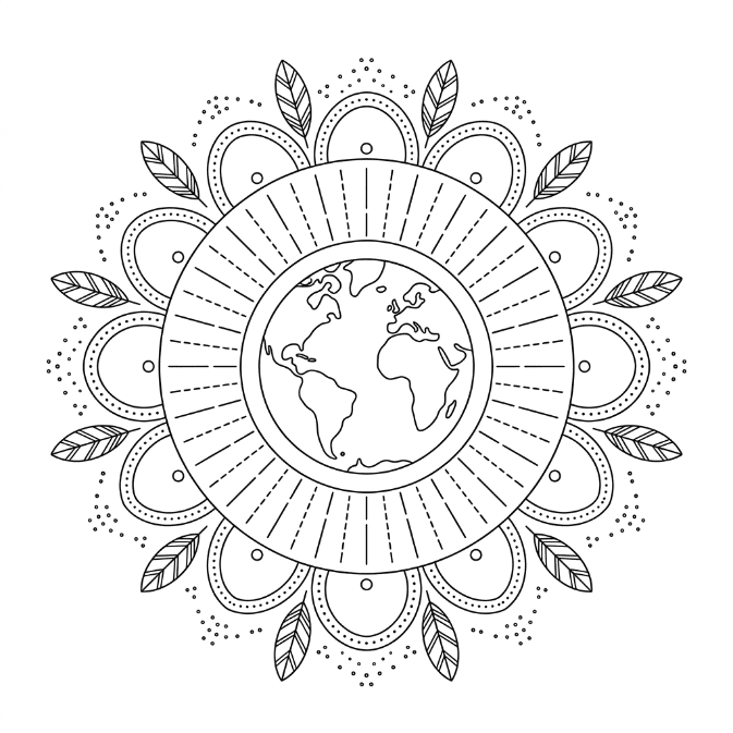Coloriage Mandala: Terre minimale Mandalas