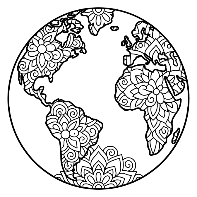 Coloriage Mandala: Terre paisible Mandalas