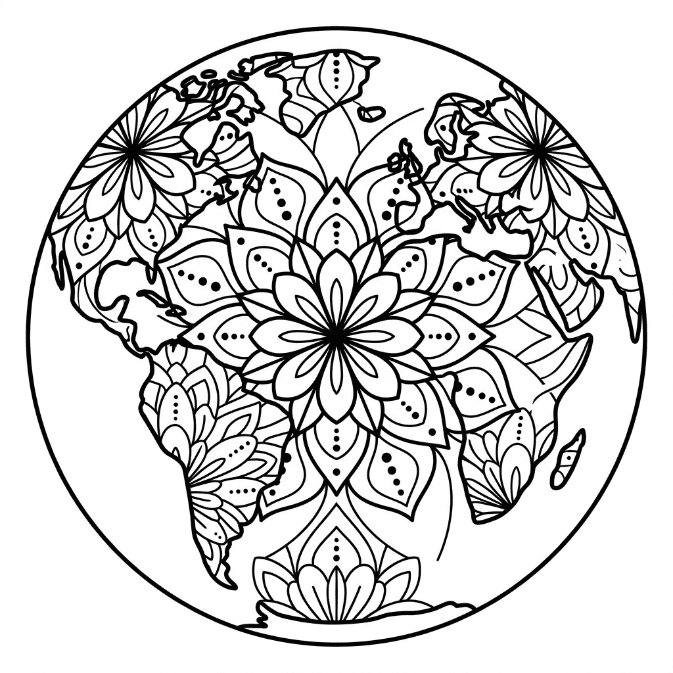 Coloriage Mandala: Terre pour adultes Mandalas