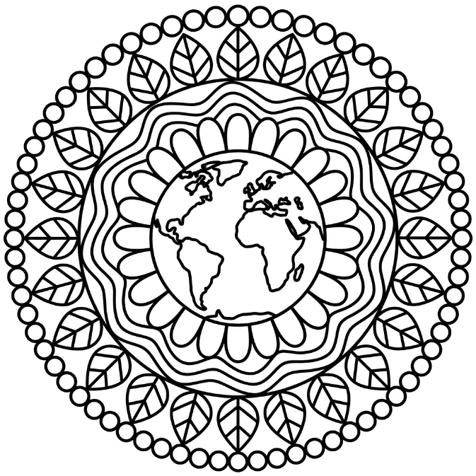 Coloriage Mandala: Terre simple Mandalas