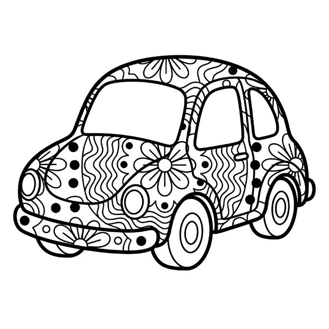 Coloriage Mandala: Voiture basique Mandalas