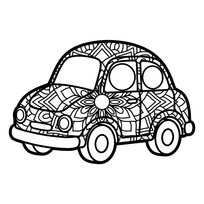 Coloriage Mandala: Voiture facile Mandalas