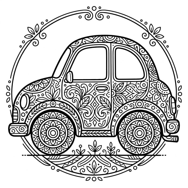 Coloriage Mandala: Voiture géniale Mandalas