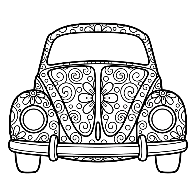 Coloriage Mandala: Voiture pour enfants Mandalas
