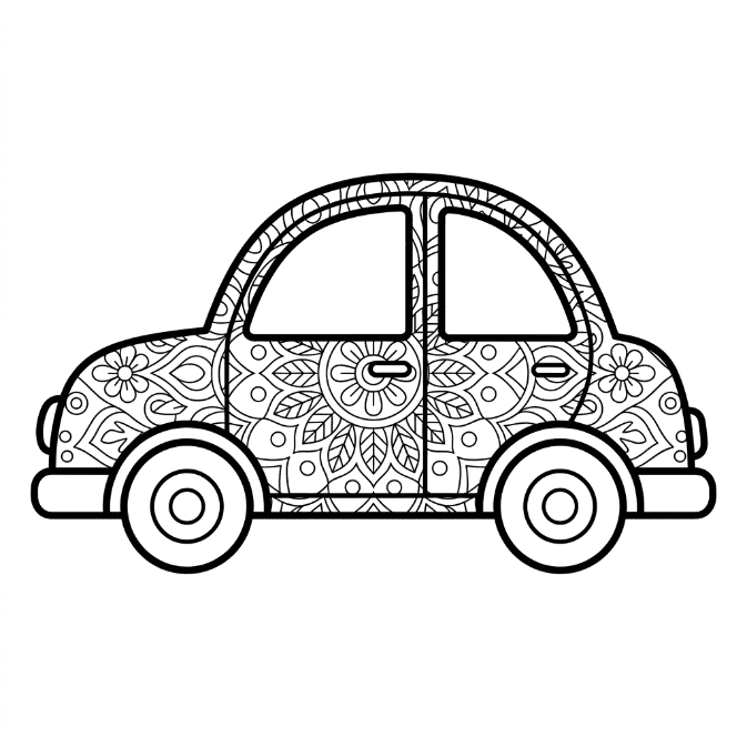 Coloriage Mandala: Voiture simple Mandalas