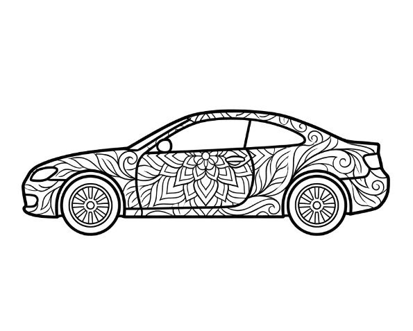 Coloriage Mandala: Voiture stylisée Mandalas