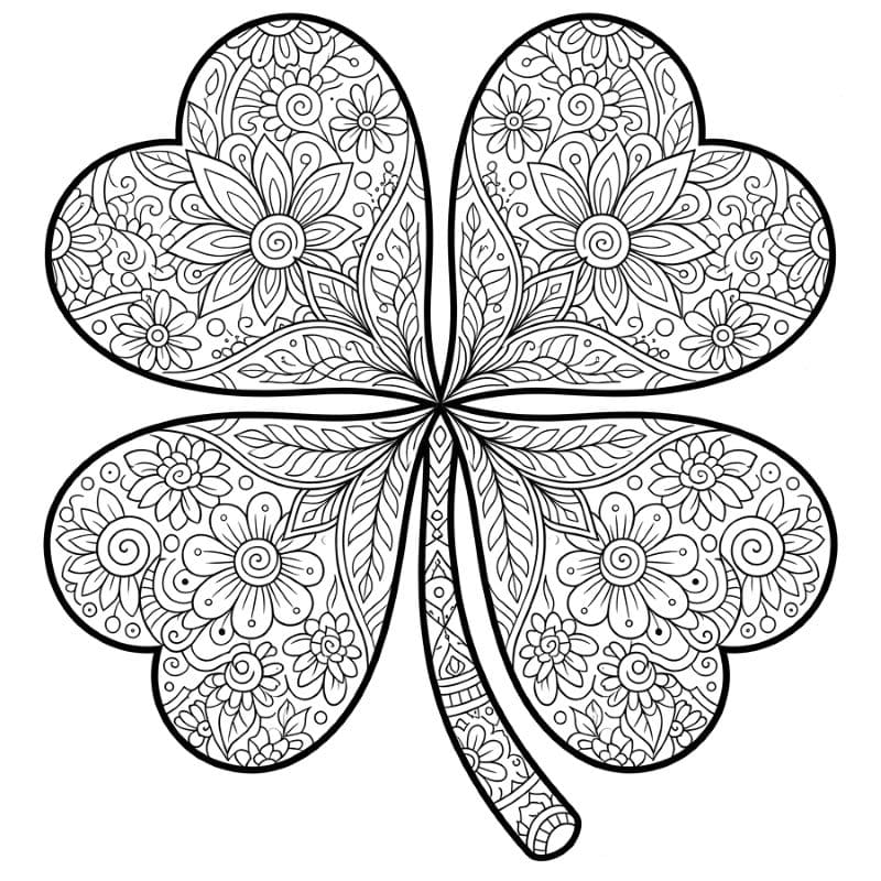 Coloriage Mandala: Beau trèfle Mandalas